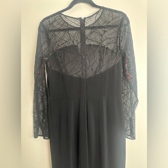Monique Lhuillier Designer Black Lace Long Sleeve Long Evening Gown Size 10 - Picture 5 of 8